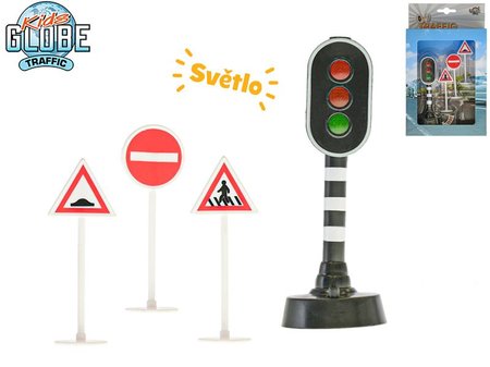 Mikro Trading Semafor funkn+3 dopravn znaky na baterie CR2032 se svtlem v krabice