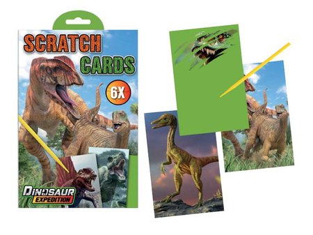 Vykrabvac karty 21x14cm s obrzky 6ks dinosau motivy