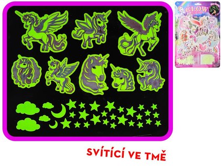 Hvzdiky a nlepky jednoroec svtc ve tm 40ks
