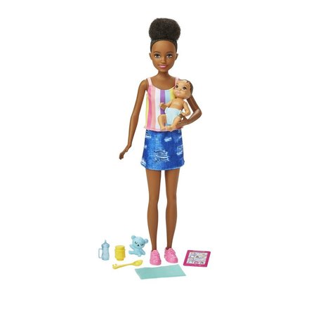 Mattel Barbie Chůva + miminko a doplňky GRP12