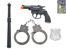 Policejn set 4ks - pistole klapac 14cm s doplky
